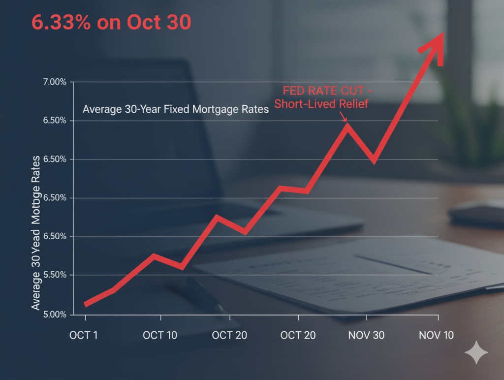 Mortgage Rates Surge After Fed’s October 2025 Rate Cut: What Homebuyers Need to Know